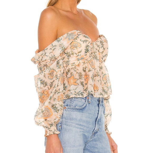 NWT House of Harlow 1960 x REVOLVE Burna Blouse in Paisley Floral Multi - Picture 3 of 5